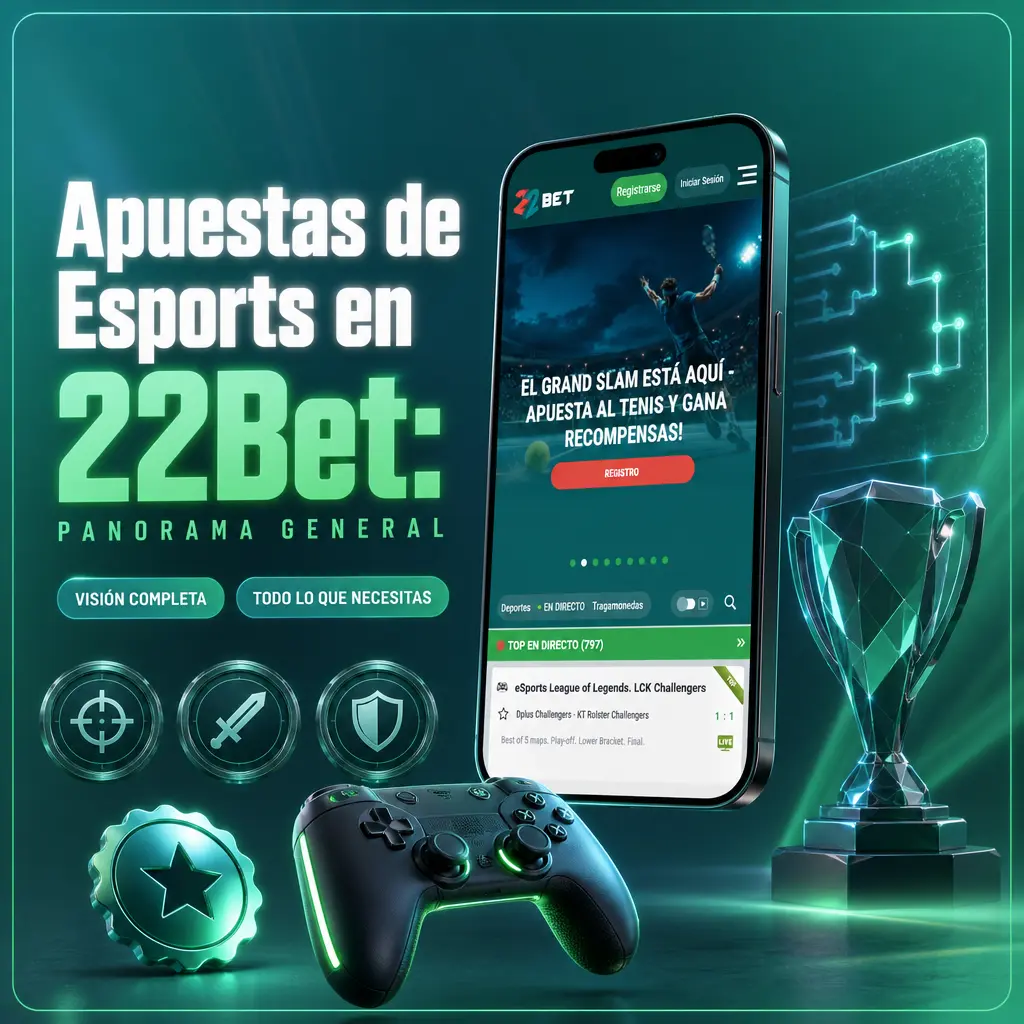 Panorama de apuestas de esports en 22Bet: CS2, Dota 2, LoL, Valorant, StarCraft II y King of Glory con mercados especializados.
