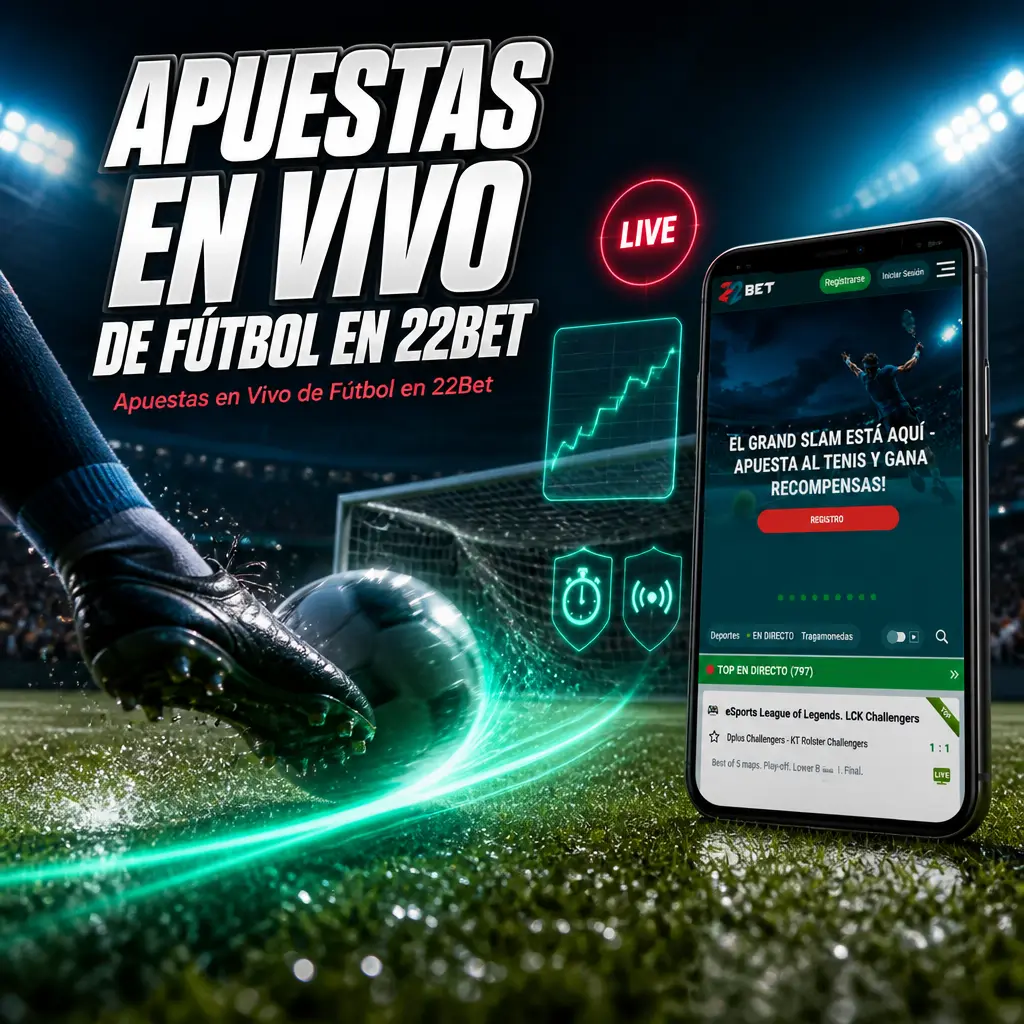 Apuestas en vivo de fútbol en 22Bet con streaming, estadísticas en tiempo real y función de cash out