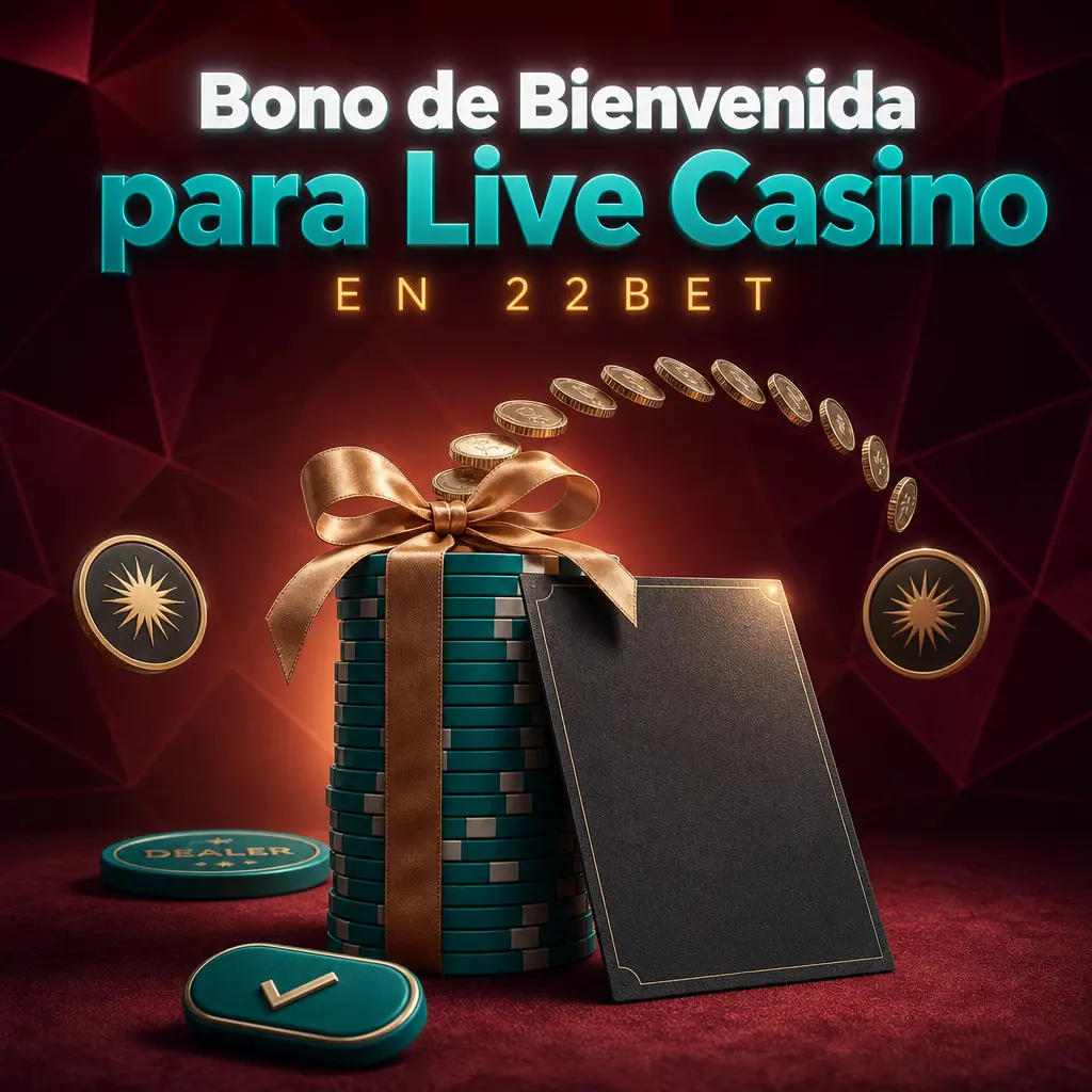 Bono de Bienvenida del 100% hasta 111000 ARS en 22Bet para Live Casino: Blackjack, Bacará y ruleta en vivo con rollover 30x.