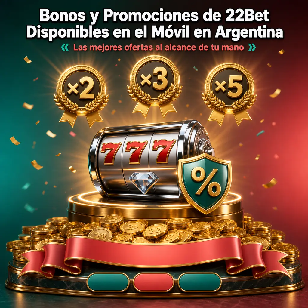 Captura de pantalla de la sección Promociones en la app de 22Bet con bonos y ofertas activas para Argentina