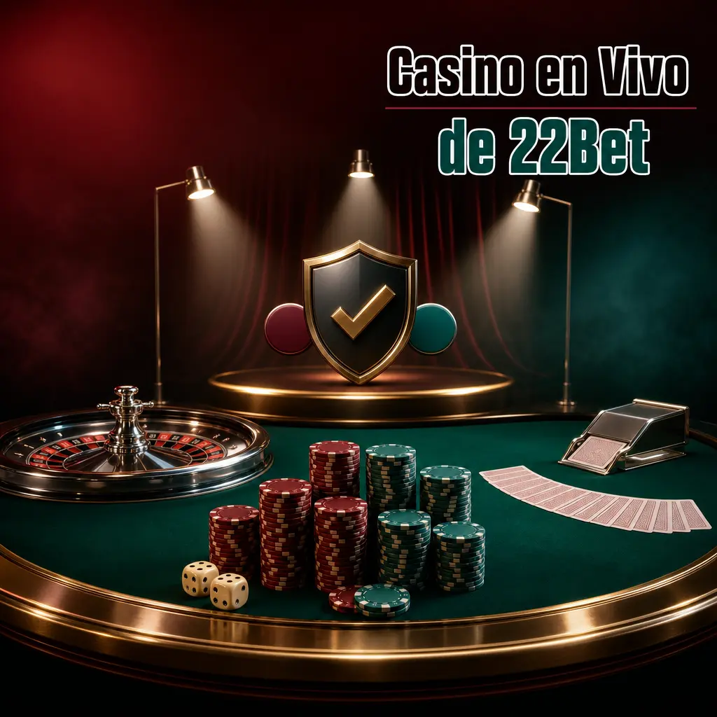 Casino en vivo de 22Bet con ruleta, blackjack y bacará transmitidos por Evolution y Pragmatic Play las 24 horas