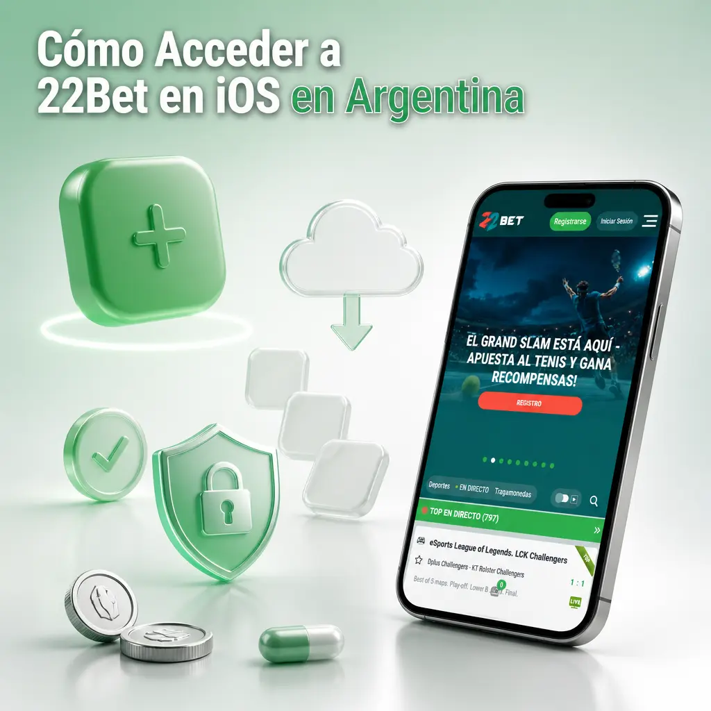 Guía para acceder a 22Bet en iPhone mediante acceso directo en la pantalla de inicio desde Safari en Argentina.