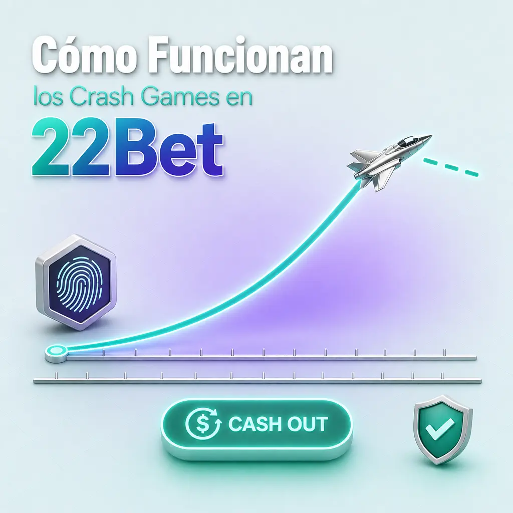 Gráfico de multiplicador creciente en un crash game de 22Bet con opción de auto cash out y sistema provably fair