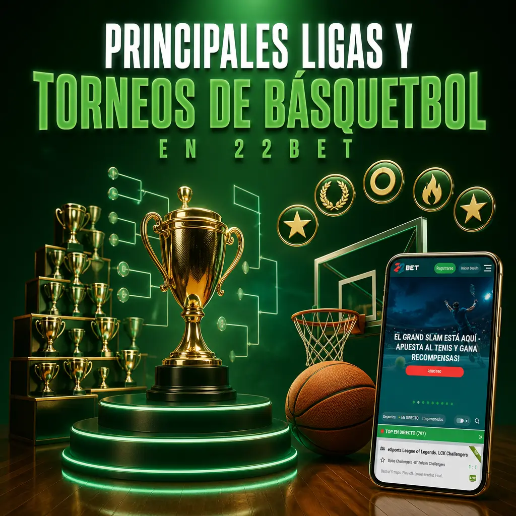 Mercados de 22Bet para NBA, EuroLeague, FIBA y LNB Argentina: handicap, total de puntos y ganador del partido.