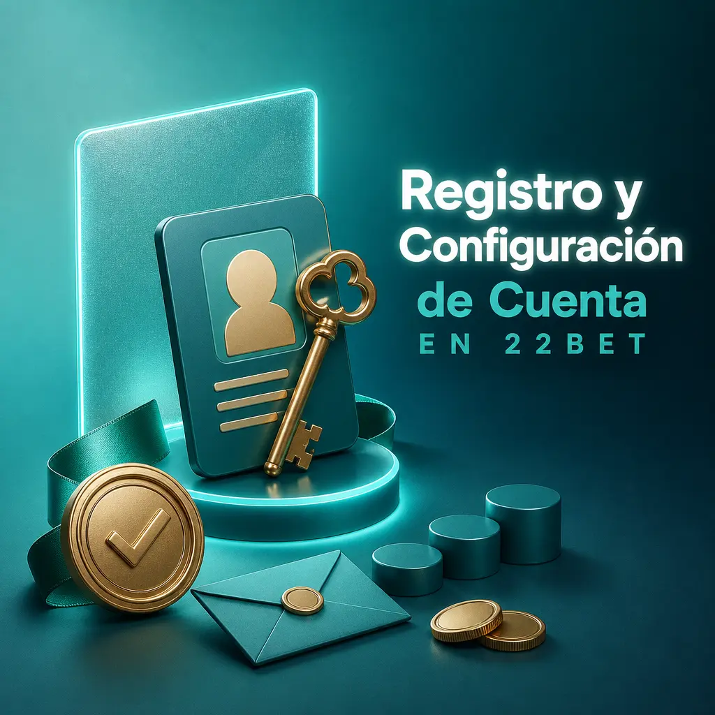 Pantalla de registro y configuración de cuenta en 22Bet mostrando datos personales, verificación KYC y preferencias de usuario